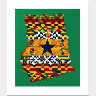 Ghana Map Kente Pattern Posters and Art